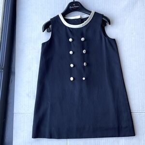 Brooks Brothers Fleece Size 4, Satin Navy & Ivory Shift Dress.